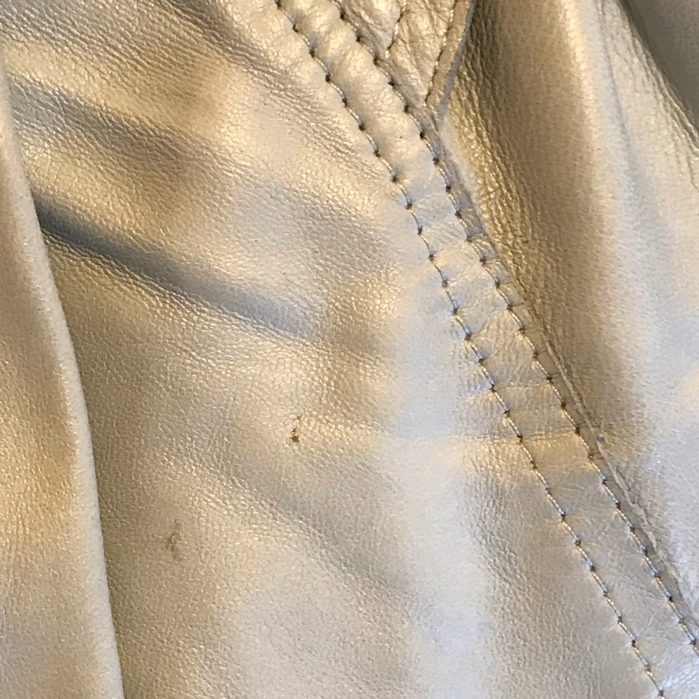 Giles Grey Leather Cropped Moto - Picture 10 of 11